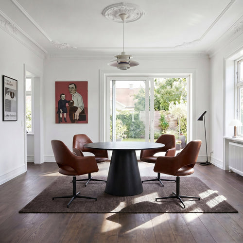Furnhouse eetkamerstoelen armleuning Luna - Cognacbruin - Kunstleer - Set van 6