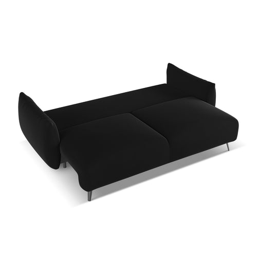 LaMiaSofa 3-zits slaapbank Genova - velours - zwart - 230x105x86