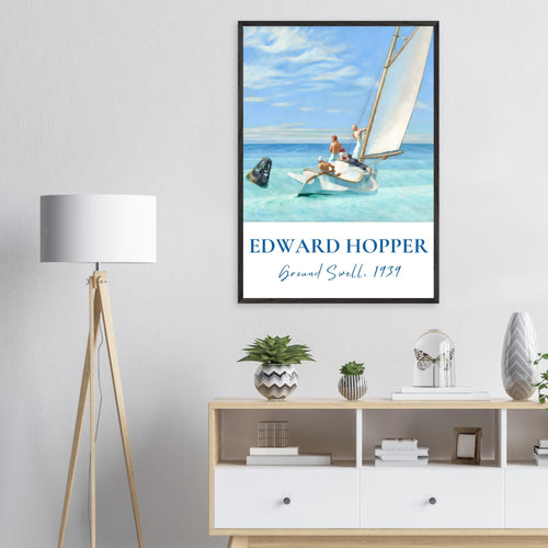 Artfulprints Poster Edward Hopper - Ground swell   - A4 21x29.7 cm - Blauw