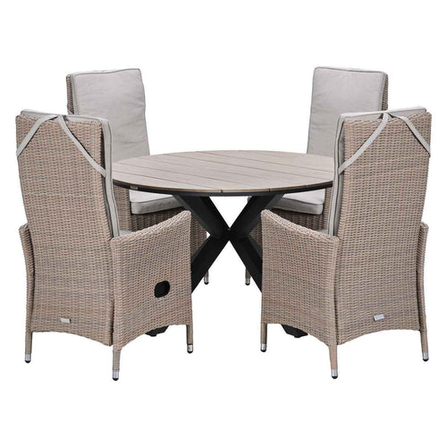 Garden Impressions Tuinset Collin 5-delig - Tulli tuintafel Ø122x75 cm