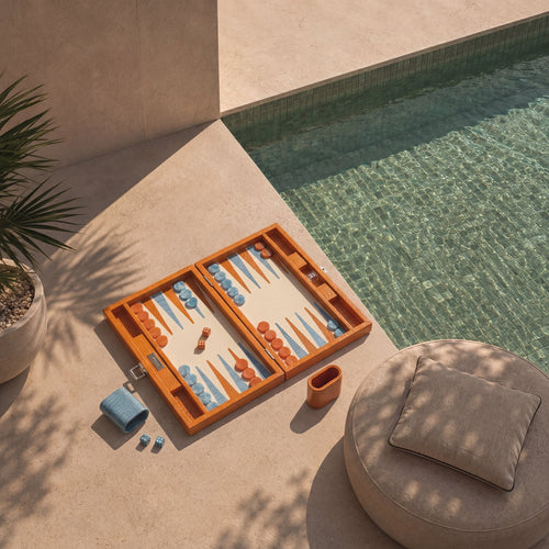 Premium Interiors - Backgammon - Gemiddeld BACKGAMMON - leer zonnekleur 38cm