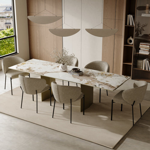 Sia Home - Uitschuifbare tafels ROSE - Keramiek - Pandora en goud - 180cm