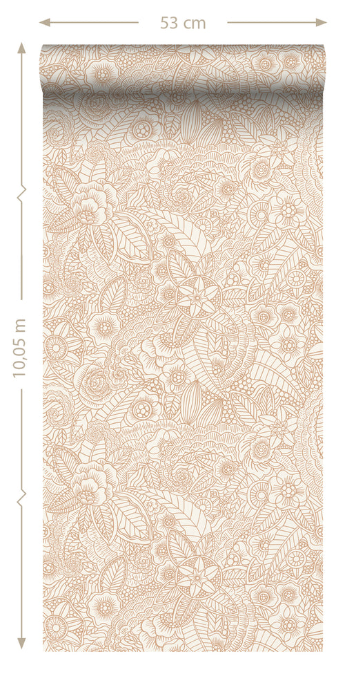 ESTAhome behang bloemtekeningen beige - 53 cm x 10.05 m - 139547