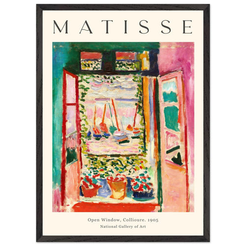 Artfulprints Poster met Lijst Matisse - Open window collioure 1905   - 50x70 cm - Meerkleurig