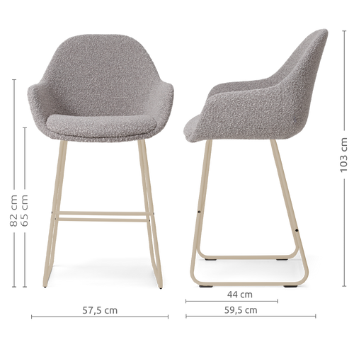 Nolon Nino-Mae barkruk bouclé taupe - beige onderstel - 65 cm