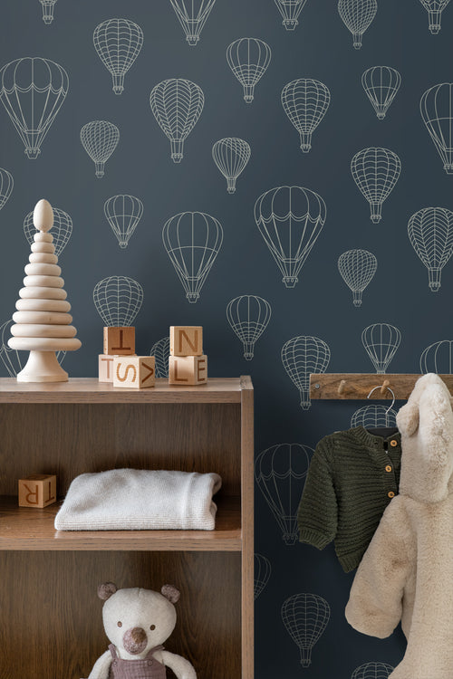 ESTAhome behang luchtballonnen donkerblauw - 50 x 900 cm - 139721 - vtwonen shop