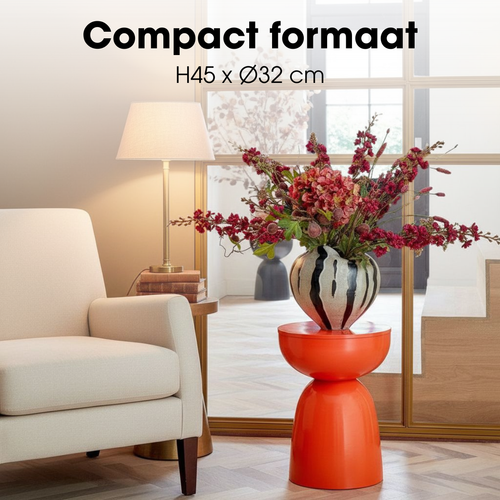 Mica Decorations Elliot Bijzettafel - Bijzettafel Rond H45 x Ø32 cm - Bijzettafeltje voor Woonkamer of Slaapkamer - Ideaal als Plantentafeltje - IJzer