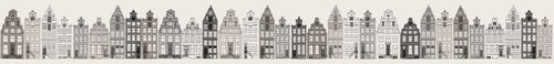 ESTAhome XXL behangrand Amsterdamse huizen grijs - 430 x 50 cm - 157714 - vtwonen shop
