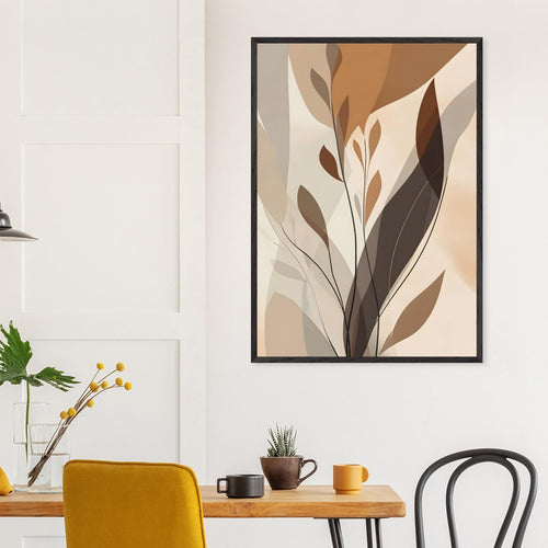 Artfulprints Poster met Lijst Boho – Delicate leaves   - 50x70 cm - Bruin