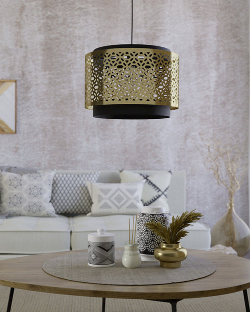 EGLO hanglamp Sandbach - e27 - ø 42 cm - zwart/goud - staal