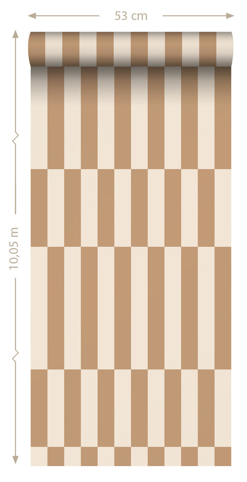 ESTAhome behang strepen beige en bruin - 53 cm x 10.05 m - 131214