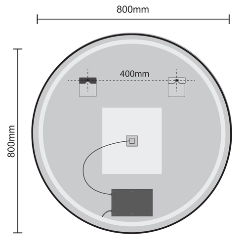 LOMAZOO badkamerspiegel Torino - met LED verlichting & spiegelverwarming - rond - zwart - 80 cm