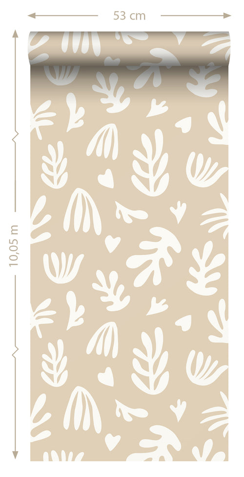 ESTAhome behang planten in Matisse stijl beige en wit - 50 x 900 cm - 131016 - vtwonen shop