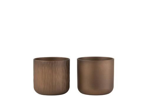 J-Line bloempot Gen - keramiek - goud/koper - medium - 2 stuks - Ø 15 cm - vtwonen shop