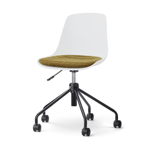 Nolon Nout-Liv Bureaustoel Wit met Mosgroen Zitkussen - Zwart Onderstel