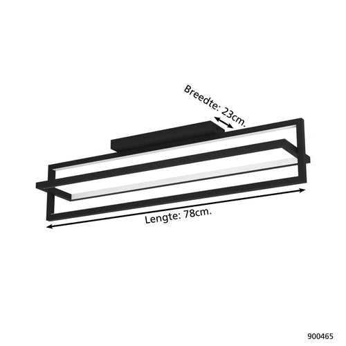 EGLO plafondlamp Siberia - led - 78 cm - zwart/wit - dimbaar - vtwonen shop