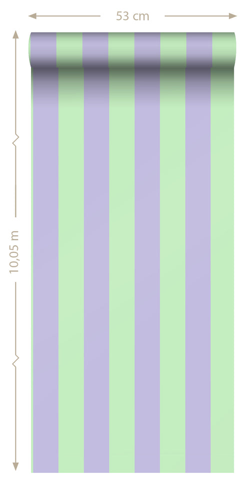 ESTAhome behang strepen paars en groen - 50 x 900 cm - 131573 - vtwonen shop