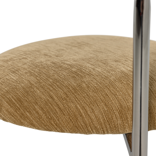 WOOOD eetkamerstoel Cuby - Chroom Stof - Lichtgeel - Set Van 2 - 80x68x55