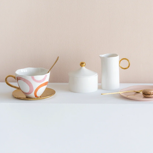 Urban Nature Culture Good Morning suikerpot - White + gold -9,5x9cm