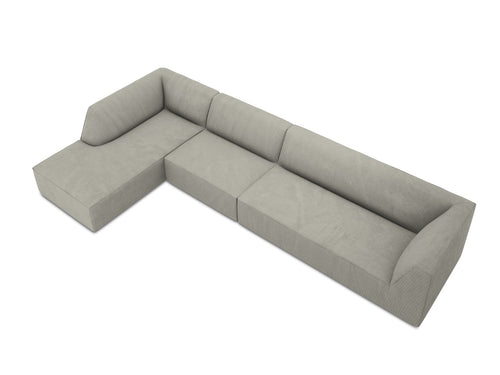 Micadoni linker hoekbank Ruby 5-zits, ribfluwelen, lichtgrijs - 180x366x69cm