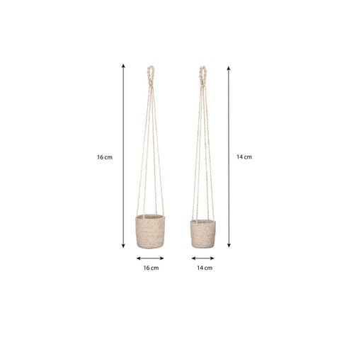 Mica Decorations Atlantic Plantenmand - Set van 2 - H16 x Ø16 cm - Crème
