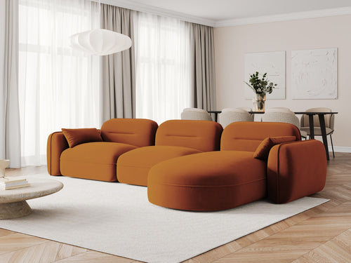 Cosmopolitan Design Modulaire hoekbank rechts Sydney 4-zits, flueel, terracotta - 165x320x70cm