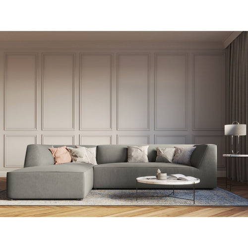 Cosmopolitan Design - Modulaire hoekbank links Siena 4-zits, ribfluwelen lichtgrijs - 180x273x69cm