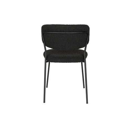 Housecraft Living Jolien Eetkamerstoelen Zwart/Zwart Bouclé - Set van 2