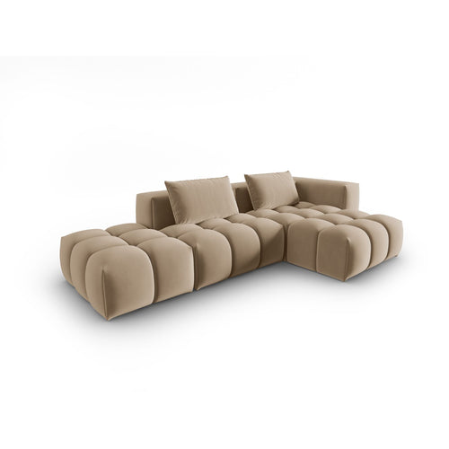 Cosmopolitan Design - Modulaire hoekbank rechts Verona 4-zits, flueel zand - 145x265x70cm
