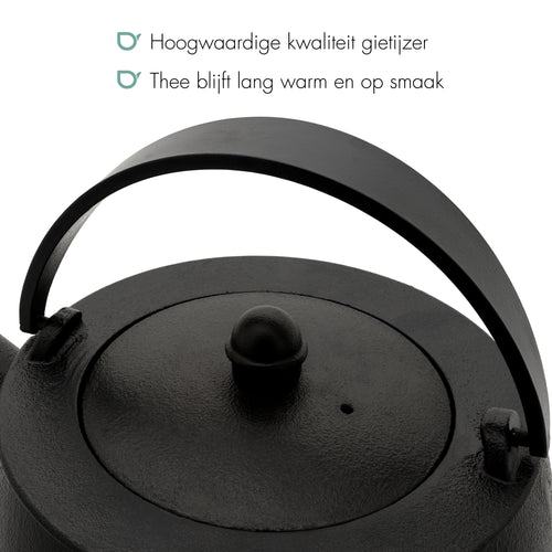 Bredemeijer - Gietijzeren theeset Sencha - 1,2 liter - Zwart - Theepot met theelicht - vtwonen shop