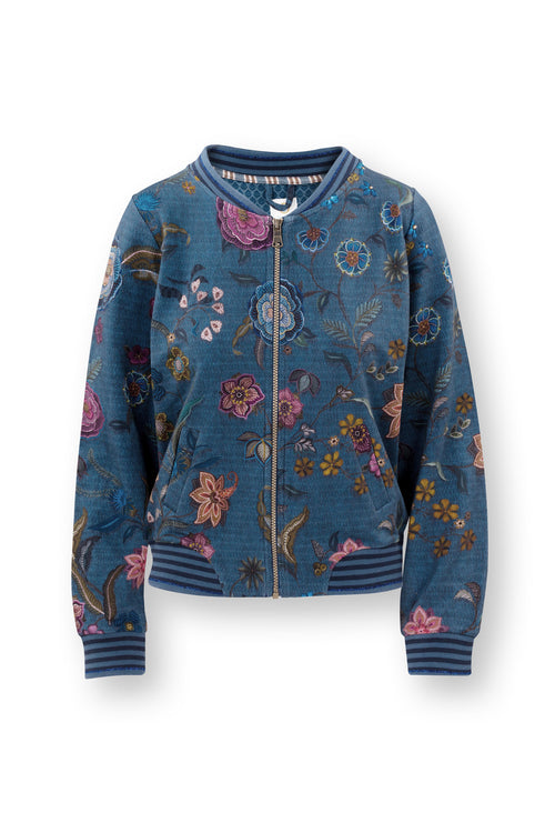 Pip Studio - Nicos Vest met Rits Dames - Coco Flower - Blauw - XXL