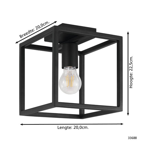 EGLO plafondlamp Eldrick - e27 - 20 cm - zwart