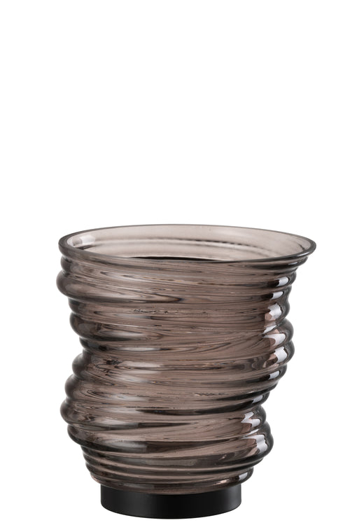 J-Line vaas Tornado - glas - grijs - small - Ø 16 cm - vtwonen shop