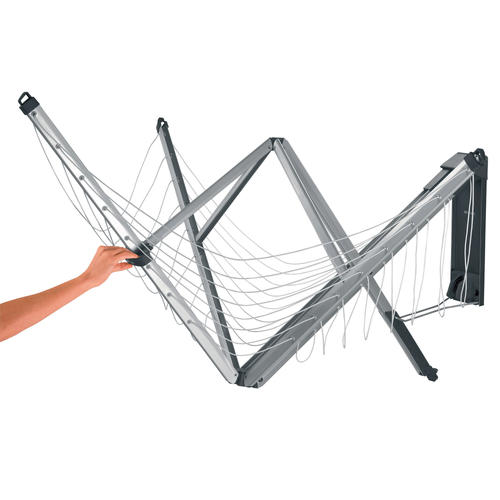 Brabantia WallFix, 24 meter, met beschermhoes - Metallic Grey