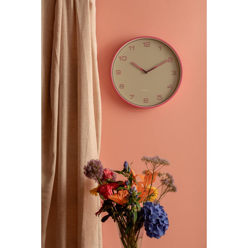 Karlsson wandklok Lined Numbers - roze - Ø40cm - vtwonen shop