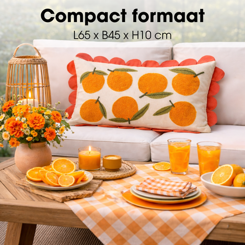 Mica Decorations Oranges Sierkussen - Kussen met Kussensloop - 65 x 45 cm - Kussens Woonkamer Woondecoratie - Binnenkussen Katoen - Woonkussen