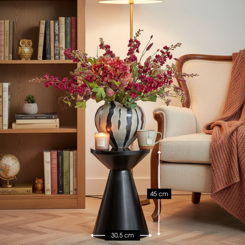 Mica Decorations Jim Bijzettafel - Bijzettafel Rond H45 x Ø31 cm - Ijzeren Tafeltje voor Woonkamer of Slaapkamer - Plantentafeltje - Nachtkastje