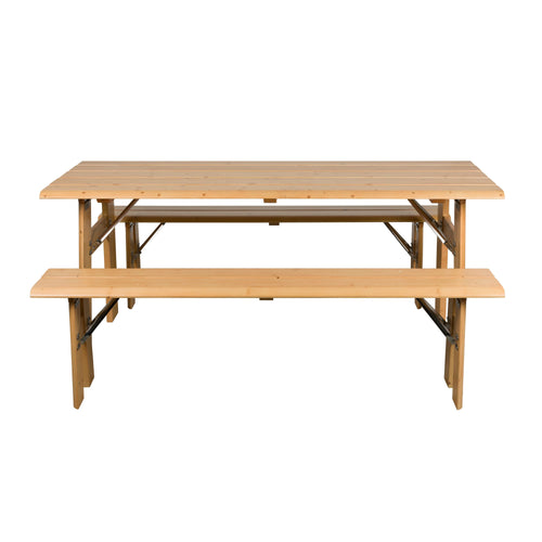 Zuiver Avenue Tuintafel/ Picknicktafel/ Biertafel met 2 banken Hout Opklapbaar Naturel/ Bruin - vtwonen shop