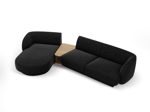 Micadoni linker modulaire bank Miley 3-zits, structurele stof antraciet - 178x303x70cm