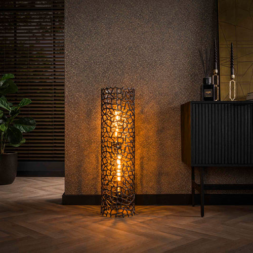 Giga Meubel Vloerlamp Weaver - Zwart Metaal - 2-Lichts - 25x25x92cm
