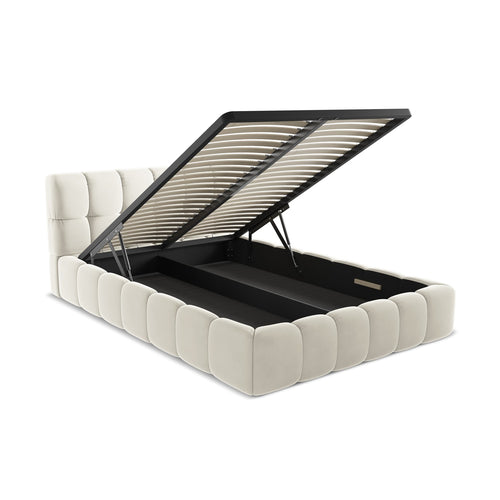LaMiaSofa Bed met opbergruimte Roma - velours - lichtbeige - 160x228x82