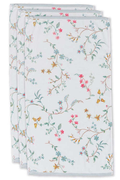 Pip Studio handdoek Les Fleurs - 55x100 cm - wit