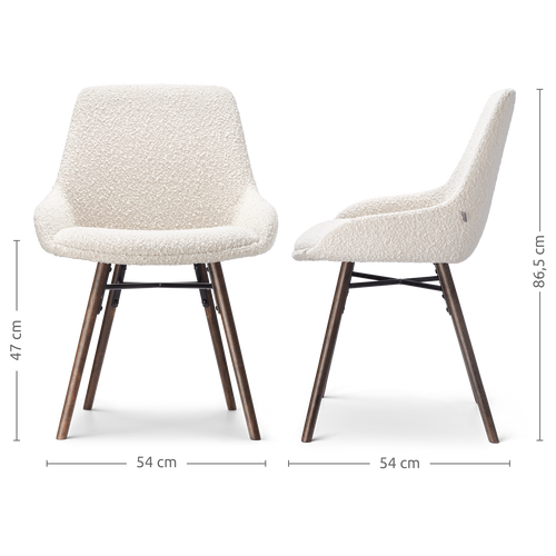 Nolon Nena-Isa Eetkamerstoelen Set van 2 - Bouclé Beige - Walnoot - vtwonen shop