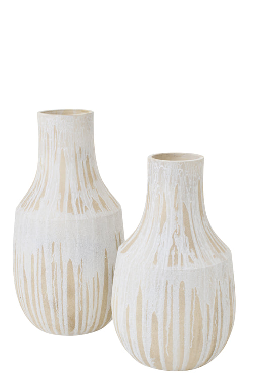 J-Line vaas - keramiek - lichtbeige/wit - large