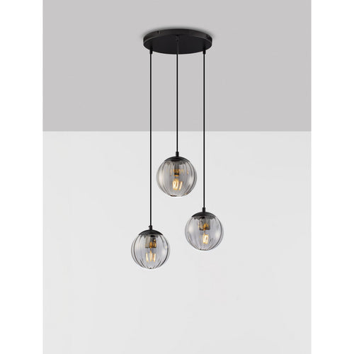 Nova Luce ABBACUS Hanglamp met clusterontwerp, rookkleurig, matzwart, E27 fitting, 3x12W