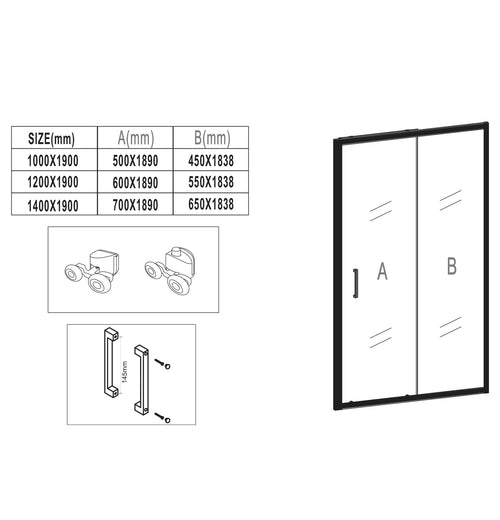 Badplaats Douchewand Calgary 140 x 190 cm – 6 mm Rookglas – Inclusief Schuifdeur – Inloopdouche – Zwart