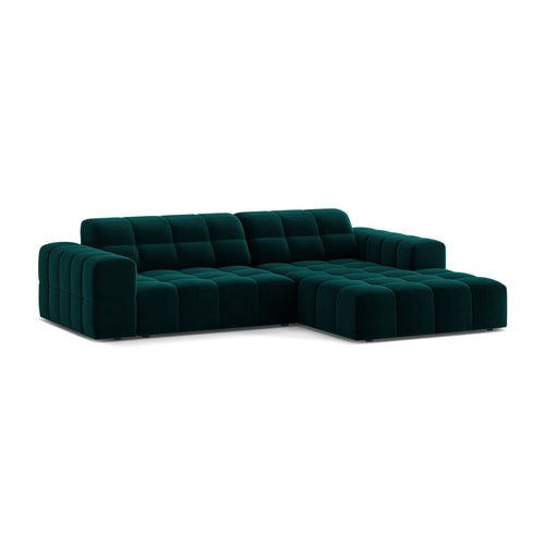 Cosmopolitan Design - Rechter hoekbank Chicago 3-zits, flueel diepe olie - 167x234x78cm