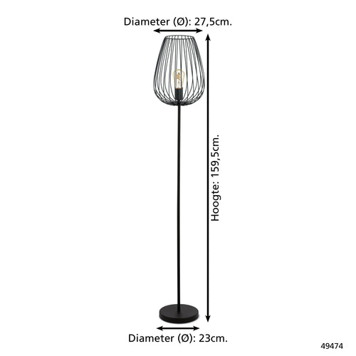 EGLO vloerlamp Newtown - e27 - 159,5 cm - zwart