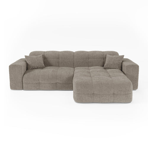 Premium Interiors - Rechthoekige hoekbank COCOON - gewaafd fluweel mol 230cm