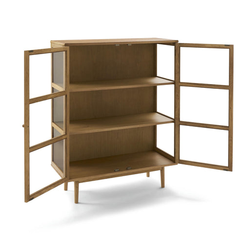 Furnhouse vitrinekast Svendborg - Natuurlijk eikenhout - MDF, Eikenfineer - 40x100x125